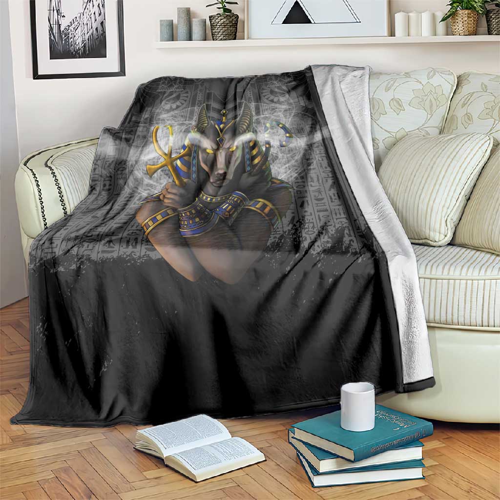 Anubis Blanket Egypt Pattern Black DT02