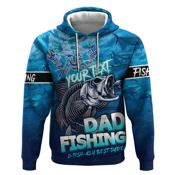 Personalized Father's Day Dad Fishing Skull Fisherman Hoodie O Fish Ally Best Dad Ever DT02