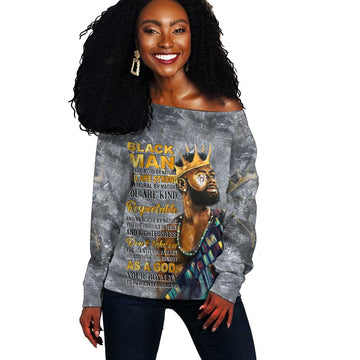 Black Man Africa Off Shoulder Sweater Naturally King DT02
