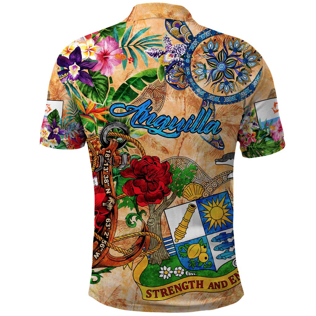 Anguilla Polo Shirt Geographic Coordinate Anchor - Turlte Tropical DT02