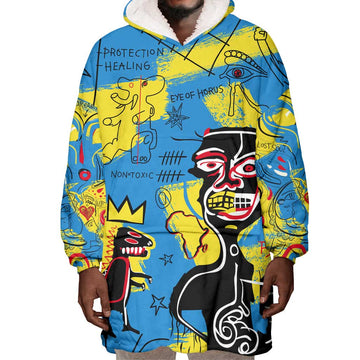 African Art Viva Underground Psychedelic Vintage Style Wearable Blanket Hoodie DT02