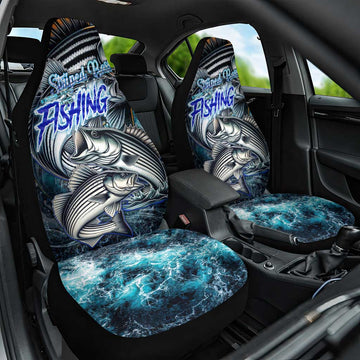Striped Bass Fishing Car Seat Cover Bold Ocean Angler Design DT02