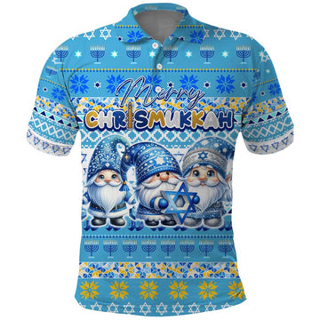 Merry Chrismukkah Polo Shirt Jewish Christmas Gnomes and Menorahs DT02