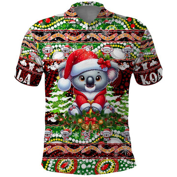 Koala Christmas Polo Shirt Australia Aboriginal Cute Santa Koalas DT02