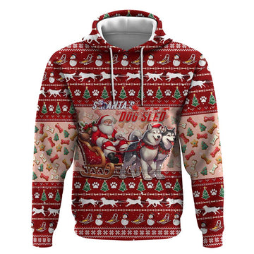 Dog Sled Christmas Hoodie Husky Sleigh Ride Design DT02