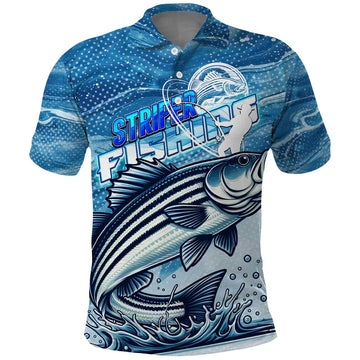 Striper Fishing Polo Shirt Striped Bass Angler DT02