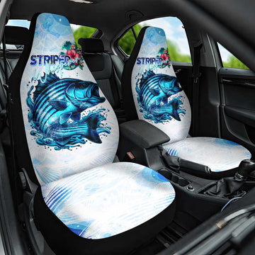 Striped Bass Whisperer Car Seat Cover Tropical Wave Fishing Design DT02