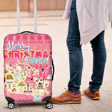 Merry Christmas Canada Luggage Cover Xmas Travel Map DT02