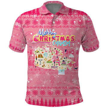 Merry Christmas Canada Polo Shirt Xmas Travel Map DT02