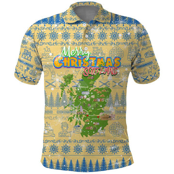 Merry Christmas Scotland Polo Shirt Xmas Travel Map DT02