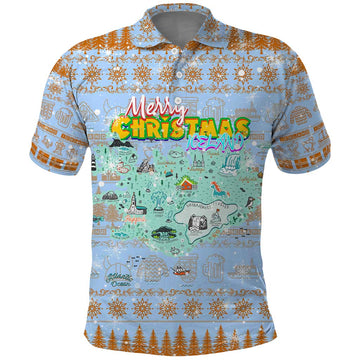 Merry Christmas Iceland Polo Shirt Xmas Travel Map DT02