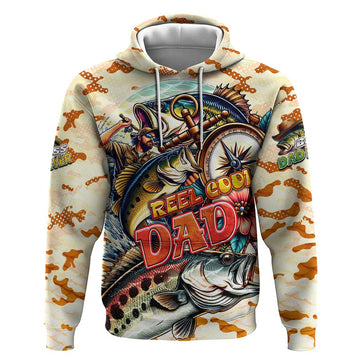 Bass Fishing Reel Cool Dad Hoodie Tropical Vintage DT02