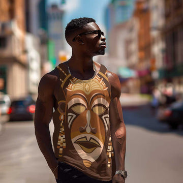 African Women Men Tank Top Tribal Ethnic Mask DT02