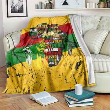 Black History Month Africa Blanket Strength Love and Justice Typography DT02