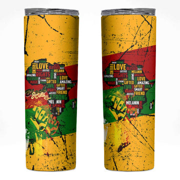 Black History Month Africa Skinny Tumbler Strength Love and Justice Typography DT02