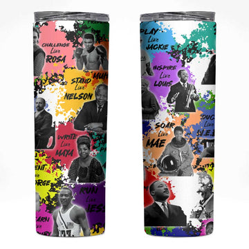 Black History Month African American Skinny Tumbler Paint Splashes DT02