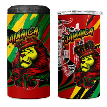 Afro Jamaica Lion 4 in 1 Can Cooler Tumbler Coat Of Arms Rastafarianism DT02