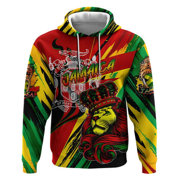 Jamaica Lion Hoodie Coat Of Arms Rastafarianism DT02