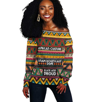 Colorful African Pattern Off Shoulder Sweater DT02