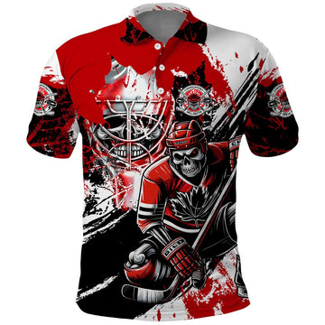 Canada Hockey Skull Life and Death Polo Shirt DT02