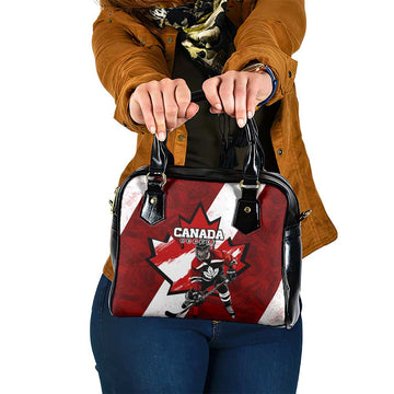 Canada Hockey Warrior Shoulder Handbag Bold Maple Leaf Sports Art DT02