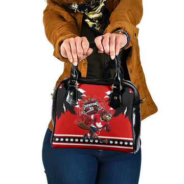 Champions Canada Hockey Shoulder Handbag Fierce Beaver on Ice DT02