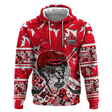 Personalized Canada Hockey Helmet Hoodie Maple Leaf Pattern DT02