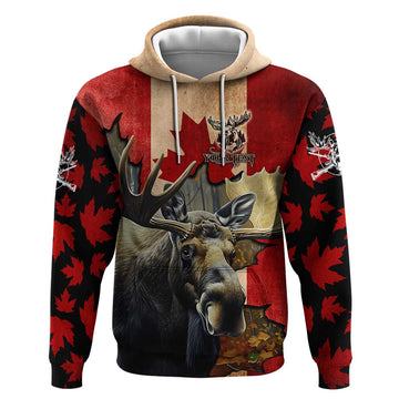 Personalized Canada Moose Hoodie Canadian Flag Maple Leaf Vintage DT02