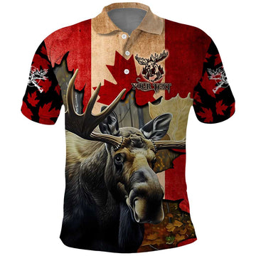 Personalized Canada Moose Polo Shirt Canadian Flag Maple Leaf Vintage DT02