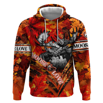 Personalized Moose Love Hoodie Maple Leaf Autumn Passion DT02