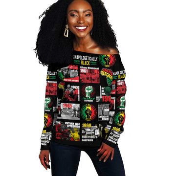 Civil Rights Movement Off Shoulder Sweater Poster Art Black Pride DT02