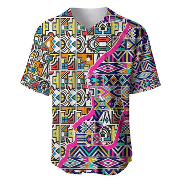 African Ndebele Pattern Baseball Jersey DT02