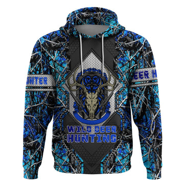 Wild Deer Hunting Hoodie Skull Blue Art DT02