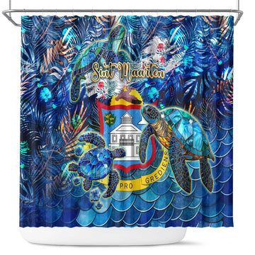 Sint Maarten Shower Curtain Sea Turtle Tropical Pattern DT02