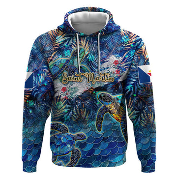 Saint Martin Hoodie Sea Turtle Tropical Pattern DT02