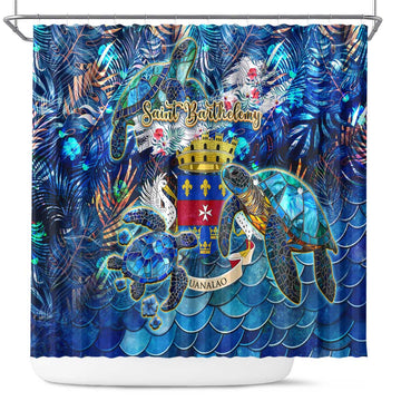 Saint Barthelemy Shower Curtain Sea Turtle Tropical Pattern DT02