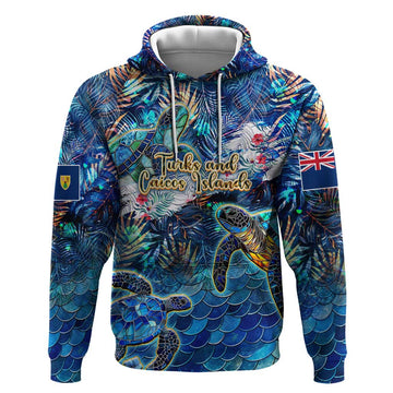 Turks and Caicos Islands Hoodie Sea Turtle Tropical Pattern DT02