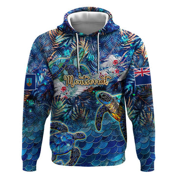 Montserrat Hoodie Sea Turtle Tropical Pattern DT02