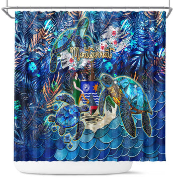 Montserrat Shower Curtain Sea Turtle Tropical Pattern DT02