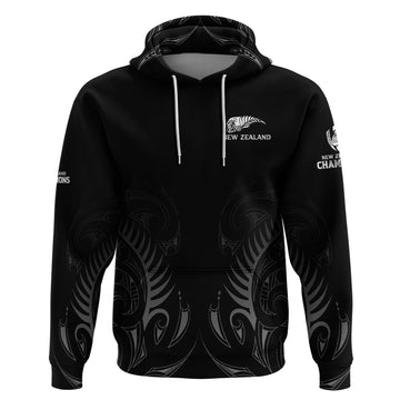 New Zealand Hoodie Rugby 2023 Champions Black DT02