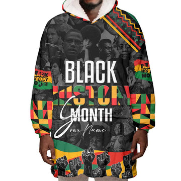 Personalized Black History Month Wearable Blanket Hoodie with African American Heroes DT02