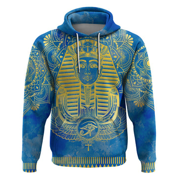 Personalized Mandala Egyptian Pharaoh Hoodie Eye of Horus Blue DT02