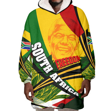 South Africa Freedom Day Mandela Wearable Blanket Hoodie National Pride Protea Flower DT02