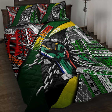 South Africa Fist of Freedom Quilt Bed Set Never Give Up DT02