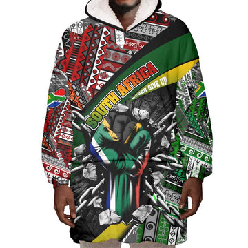 South Africa Fist of Freedom Wearable Blanket Hoodie Never Give Up DT02