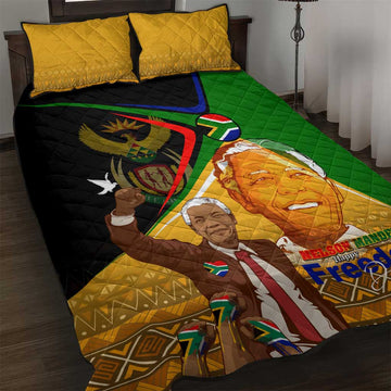 South Africa Heritage Nelson Mandela Quilt Bed Set Happy Freedom Day Victory Art DT02