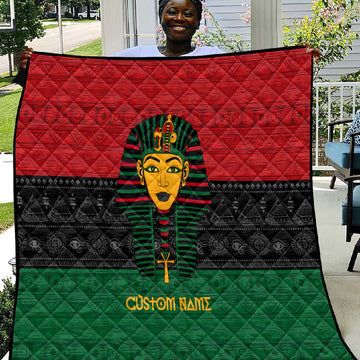 Personalized Ancient Egypt Quilt - Pharaoh in Pan-African Colors DT02