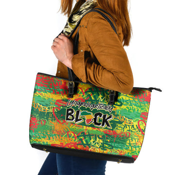 Personalized Colorful African Unapologetically Black Leather Tote Bag DT02