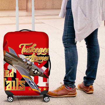 Tuskegee Red Tails Airmen Luggage Cover WWII Fighter Pilot Legacy DT02