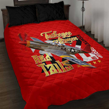 Tuskegee Red Tails Airmen Quilt Bed Set African American WWII Fighter Pilot Legacy DT02